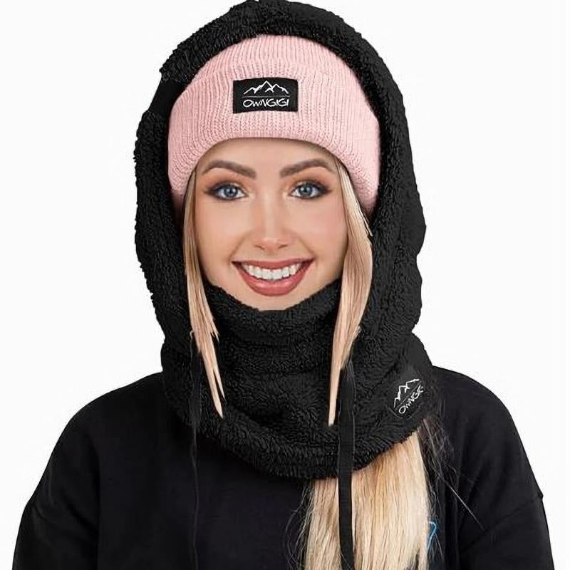 Sherpa Hood - Balaclava Winter Ski Mask for Men and Women Cold Weather Fleece Windproof Face Cover Hooded Scarf Hat Head Warmer