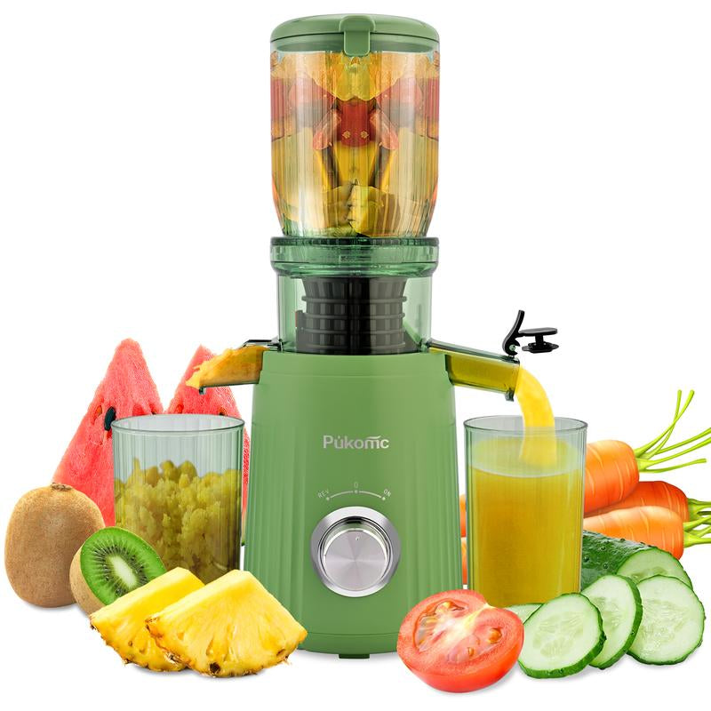 Pukomc Juicer Machines, Cold Press Juicer with 4.25'' Large Feed，Slow Masticating Machines Chute Fit Whole Vegetable and Fruit,High Juice Yield Juicer Easy to Clean