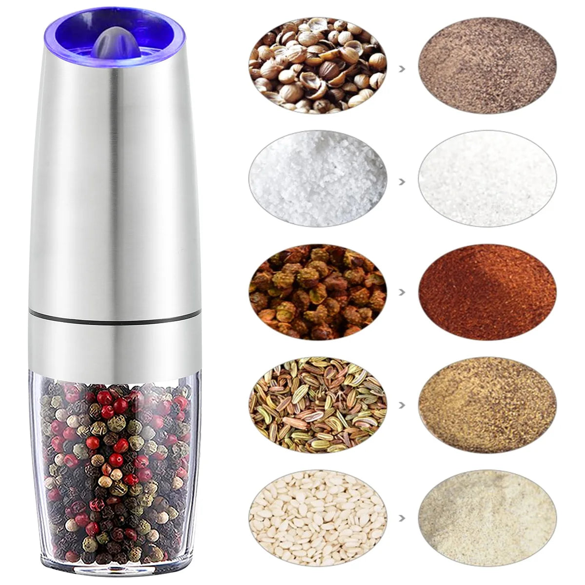 Electric Pepper Mill Stainless Steel Set