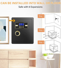 2.12 Cub Safe Box Fireproof Waterproof, Security Home Safe with Fireproof Document Bag, Large Fireproof Safe Box for Home with Inner Cabinet and LCD Display, Safe Box for Money Jewelry Documents