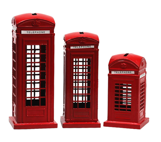 Telephone Booth Piggy Bank Telephone Booth Figurine Statue Money Saving Box Sculpture for Kids Birthday New Years Festival