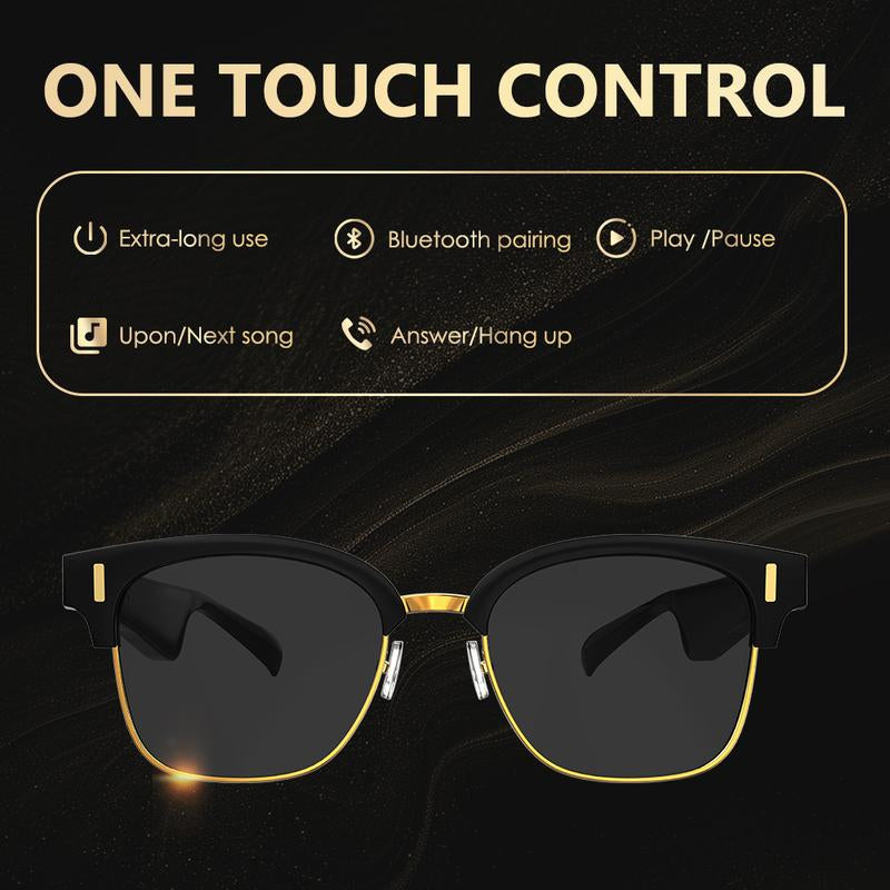 Wireless Smart Glasses, Fashionable UV Protection Sunglasses, Compatible with Ios and Android,Supporting Bluetooth Connectivity, Music Playback,And Phone Calls.Suitable for Office,Driving and Outdoors,Ideal Gift for Man and Woman Wireless Smart