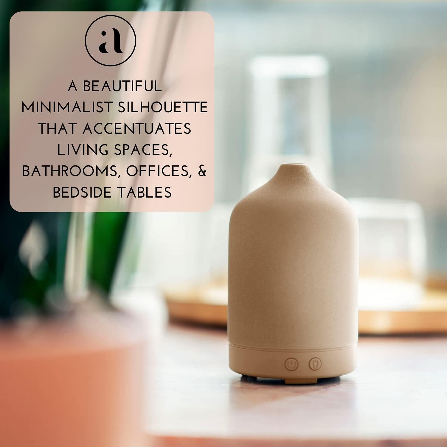 Ceramic Diffusers for Essential Oils - Elegant Stone Aromatherapy Diffuser for Home and Office - 3 in One Diffuse, Humidify and Ionize - Easy to Use (Sand)