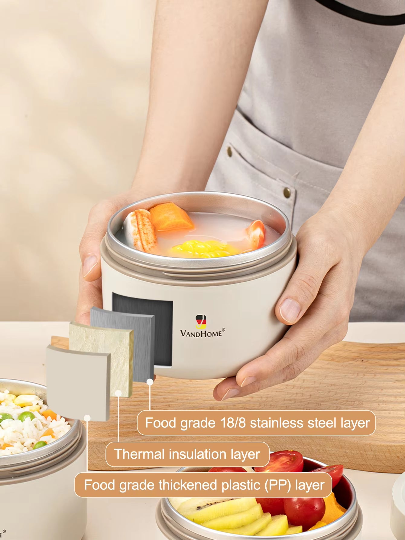 Thermos Lunch Box for Food Container 18/8 Stainless Steel Thermal Food Storage Container Portable Lunch Box for Kids