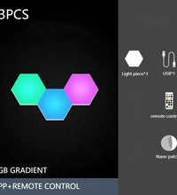 RGB Hexagonal Light Game Atmosphere Light Intelligent Voice Control Induction Bluetooth APP Remote Control Rhythm Light
