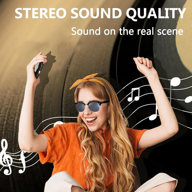 Wireless Smart Glasses, Fashionable UV Protection Sunglasses, Compatible with Ios and Android,Supporting Bluetooth Connectivity, Music Playback,And Phone Calls.Suitable for Office,Driving and Outdoors,Ideal Gift for Man and Woman Wireless Smart