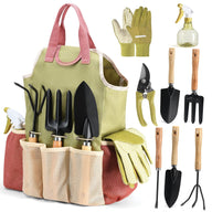 Gardening Tools Set of 10 - Complete Garden Tool Kit Comes with Bag & Gloves,...