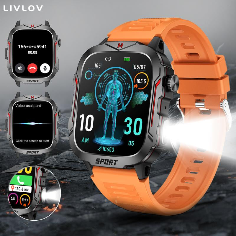 Smartwatch for Men & Women, Fashionable Watch with Flashlight/Sos, Sports Smartwatches, Smart Watch for Iphone Android Smartphone, Wearable Devicesv