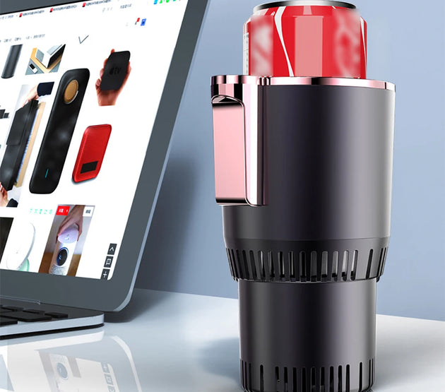 Smart Car 2-In-1 Hot and Cold Cup Drinks Holder Home Fast Refrigeration Cooling/Heating Mini Touch Screen Beverage Mug Drink Can