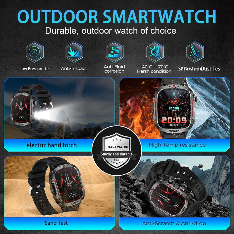 Smartwatch for Men & Women, Fashionable Watch with Flashlight/Sos, Sports Smartwatches, Smart Watch for Iphone Android Smartphone, Wearable Devicesv