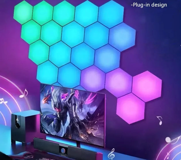 RGB Hexagonal Light Game Atmosphere Light Intelligent Voice Control Induction Bluetooth APP Remote Control Rhythm Light