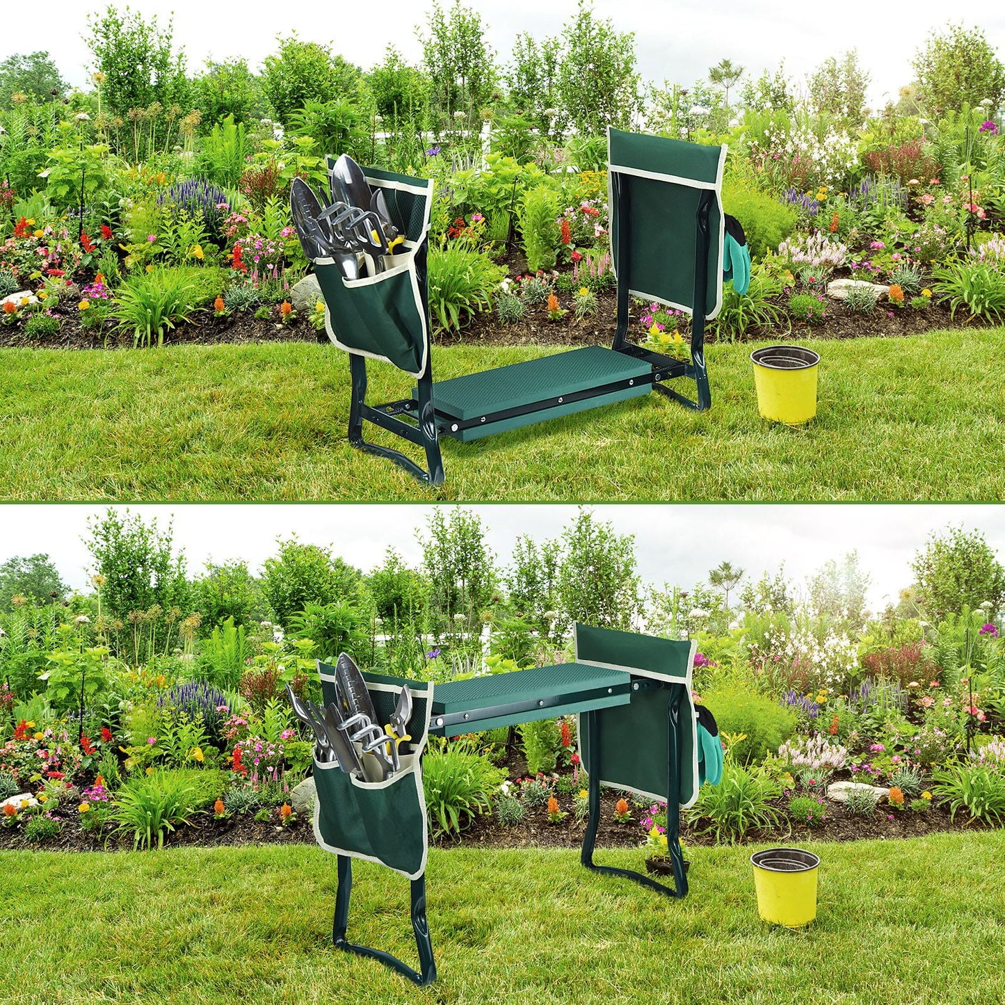 Garden Kneeler Seat Garden Stool Foldable Heavy Duty Garden Bench with EVA Foam Kneeling Pad, Garden Tools, Gardening Gloves and Tools Bag, Gardening Gifts for Women/Mother and Men