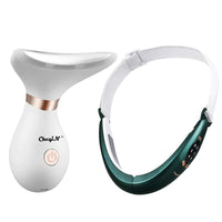 Ckeyin V Shaped Facial Lifting Device Red Light Therapy Face Slimming Tightening Machine EMS Neck Massager Remove Double Chin