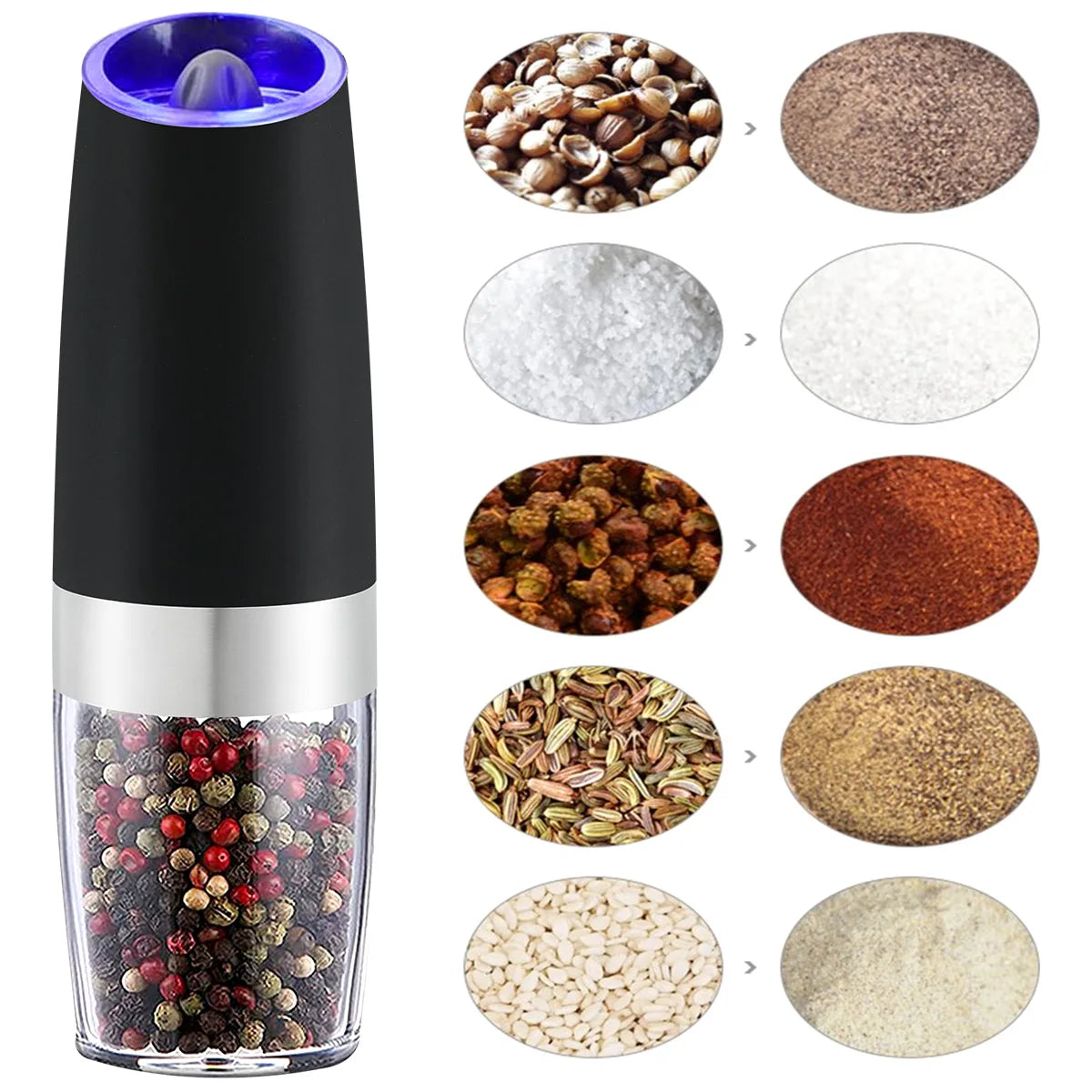 Electric Pepper Mill Stainless Steel Set