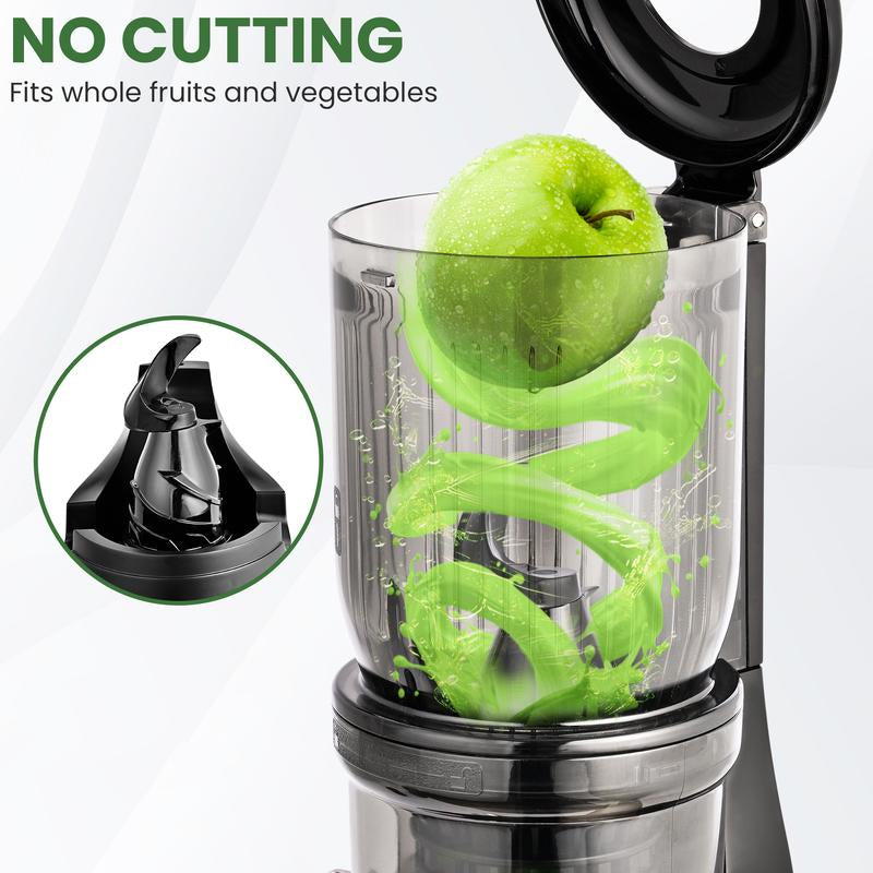 Pukomc Juicer Machines, Cold Press Juicer with 4.25'' Large Feed，Slow Masticating Machines Chute Fit Whole Vegetable and Fruit,High Juice Yield Juicer Easy to Clean