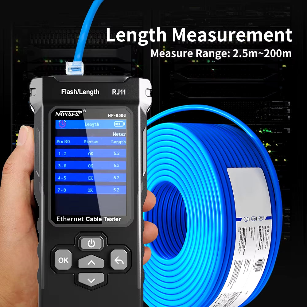 NF-8506 Network Cable Tester Multifunction Cable Tracker Support PING Test/Ip Scan/Poe Measure Length Wiremap Tester