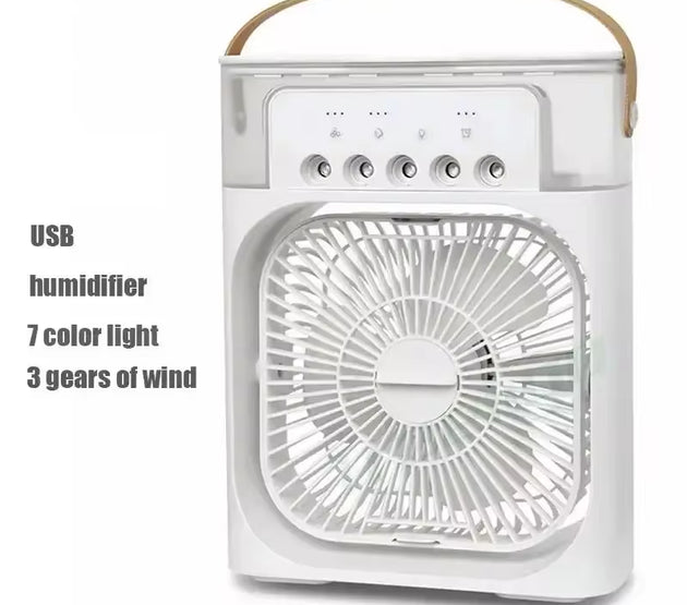Water Mist Electric Fan Air Humidifier LED Night Light Suitable for Families Portable Air Conditioner Triple Cooler Cooling Home