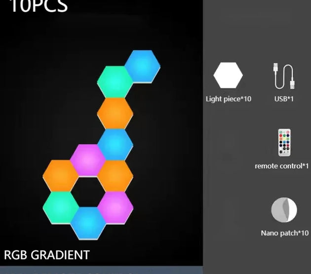 RGB Hexagonal Light Game Atmosphere Light Intelligent Voice Control Induction Bluetooth APP Remote Control Rhythm Light