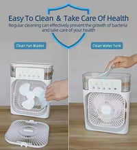 Water Mist Electric Fan Air Humidifier LED Night Light Suitable for Families Portable Air Conditioner Triple Cooler Cooling Home