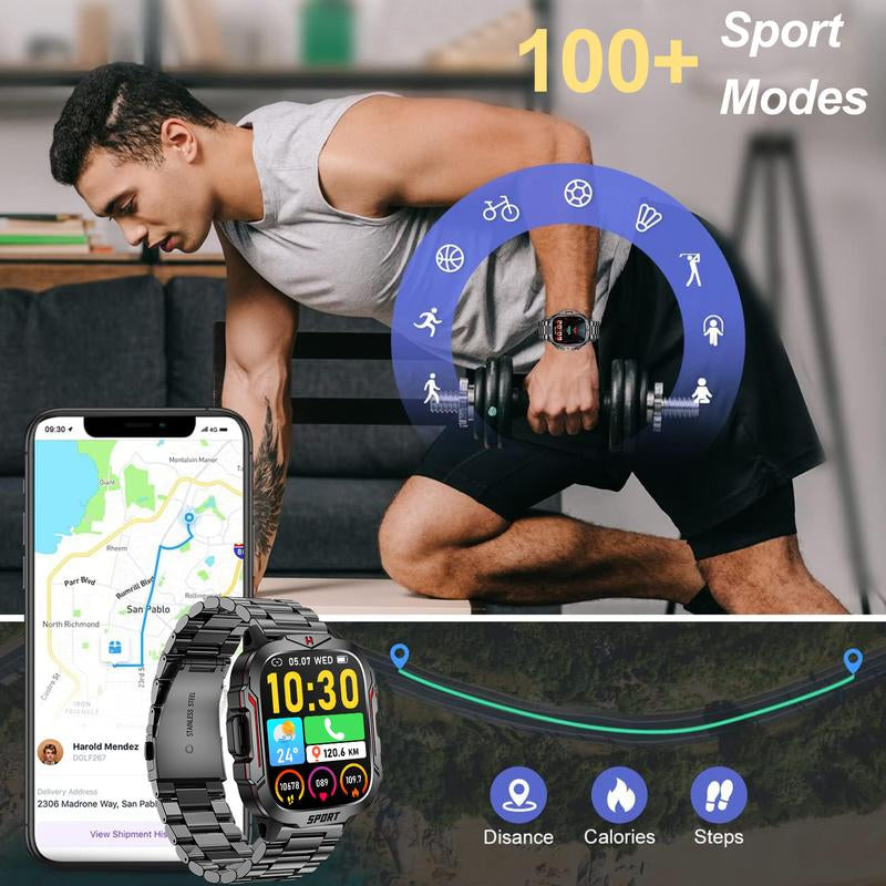 Smartwatch for Men & Women, Fashionable Watch with Flashlight/Sos, Sports Smartwatches, Smart Watch for Iphone Android Smartphone, Wearable Devicesv