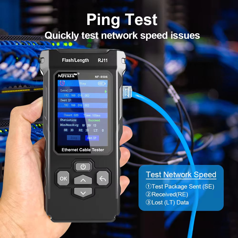 NF-8506 Network Cable Tester Multifunction Cable Tracker Support PING Test/Ip Scan/Poe Measure Length Wiremap Tester