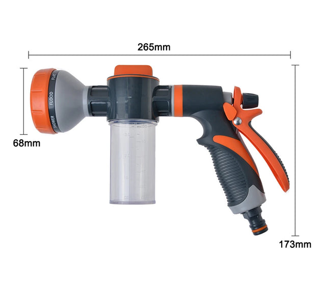 Car Water Washer High Pressure Hose Foam Sprayer Foam Nozzle Soap Dispenser Garden Watering Tool with 8 Watering Modes for Car