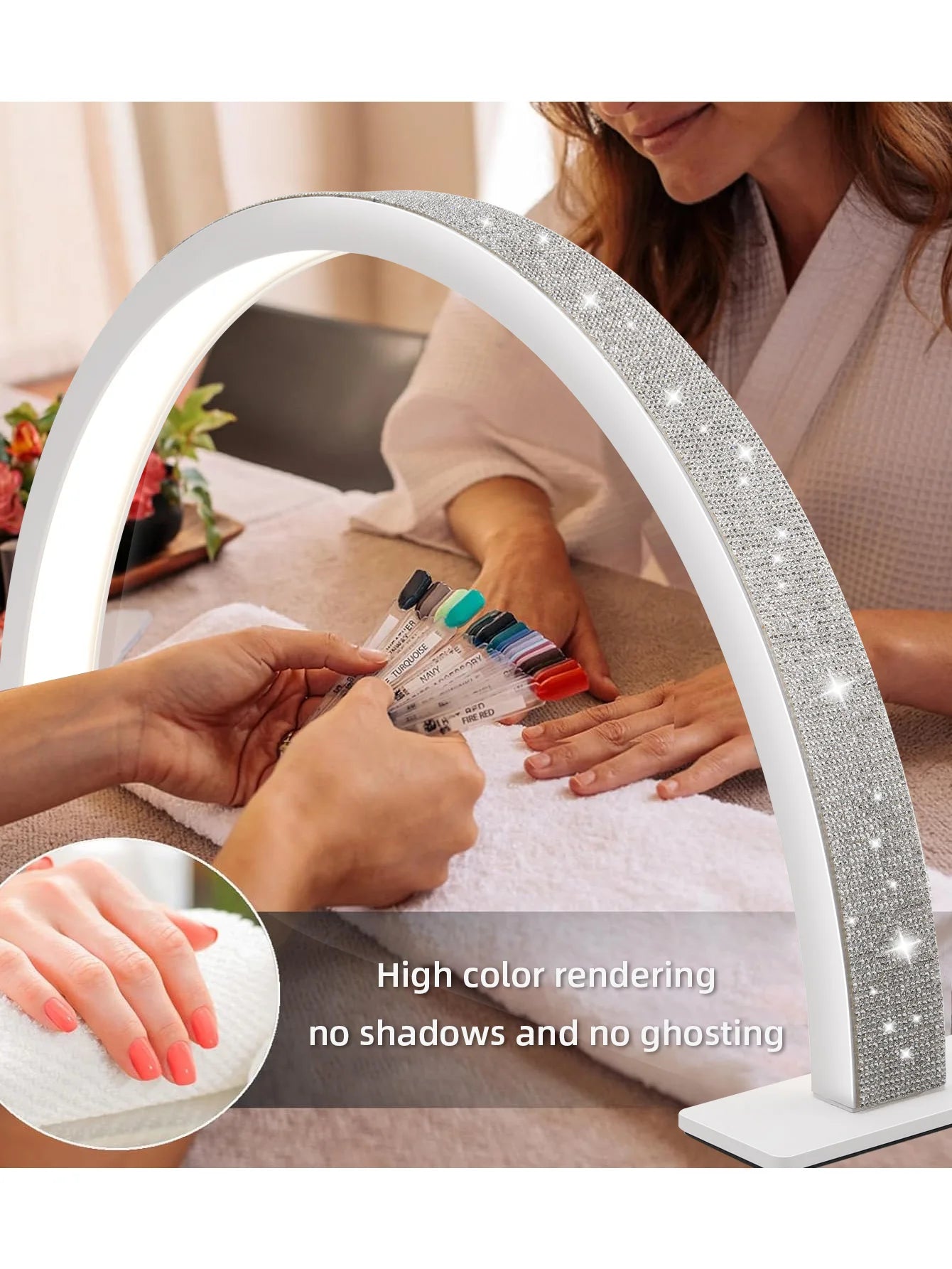 3000-6000K Shadowless Fill Light Nail Lighting Lamp Desktop Beauty Lamp 3 Color adjustable Light Half Moon Shaped Beauty Lamp