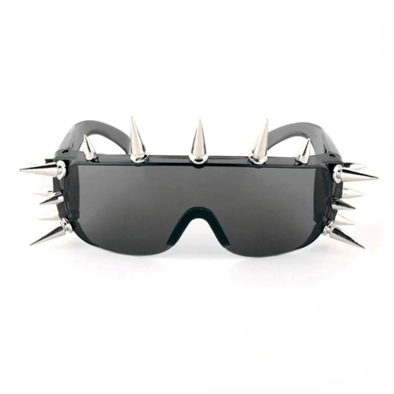 Steampunk Rivet Cyber Spike Decor Goggles Wild Rock Sun Glasses Women Men Metal Punk Conjoined Sunglasses Trendy Cool Eyeglasses