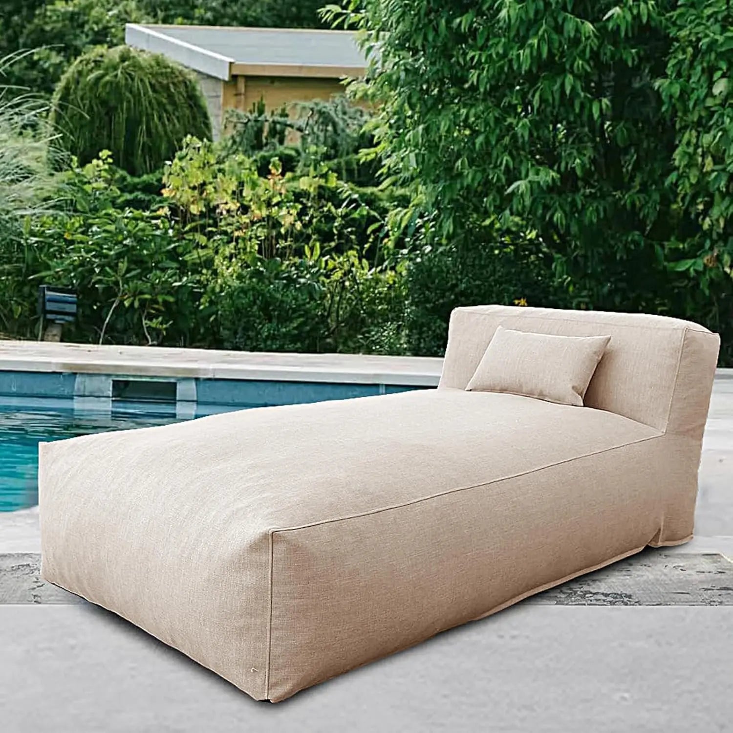 Outdoor Bean Bed Chair Sun Lounger, Couch Sofa for Patio & Pool, Foam Filling Day Bed Furniture, Comfy Lazy Sofa for Outside, Wa