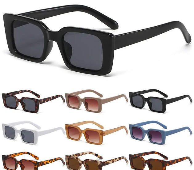 Rectangle Leopard Sun Glasses UV400 Shades Eyewear Small Frame Square Sunglasses Beach/Travel Vintage Gradient Sunglasses