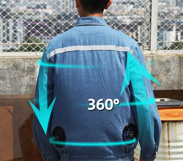 Summer Welder Denim Air Conditioning Clothes Fan Clothes Flame Retardant Fan Jacket Body Cooling Clothes Vest Fan Work Clothes