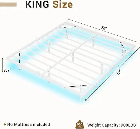Floating Bed Frame Full Size with LED Lights, Metal Platform Full Bed, No Box Spring Needed, Easy to Assemble (Full)