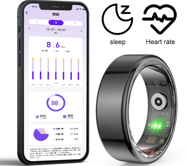 R02 Smart Ring Health Tracker 5.0 Bluetooth-Compatible Fitness Tracker Ring IP68 & 5ATM Waterproof Wearable for Android for IOS