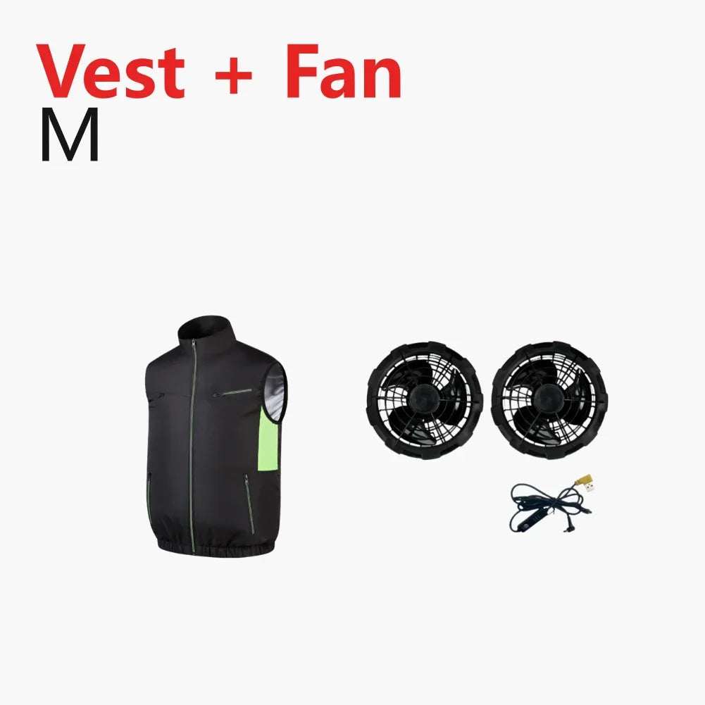 Cooling Vest Ice Fan Vest 3 Gears USB Heat Resistant Air Conditioner Clothes Vest Breathable Wearable Cooling Fan Vest Camping