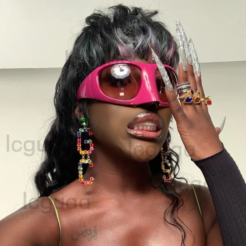 Y2K Oversized Luxury Brand Designer Nose Masked Sunglasses 2000'S  Suglasses Women 2023 Lentes De Sol Para Mujeres