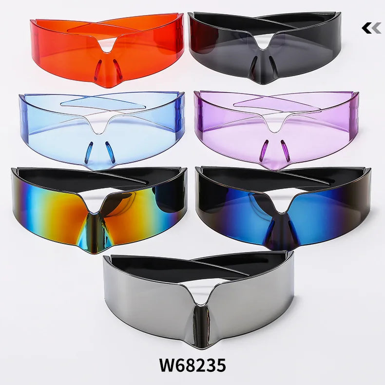 Rimless Futuristic Oversized Y2k Sports Sun Glasses For Rocker Festival Performer One-Pieces Cyber Punk Mask Sunglasses U400