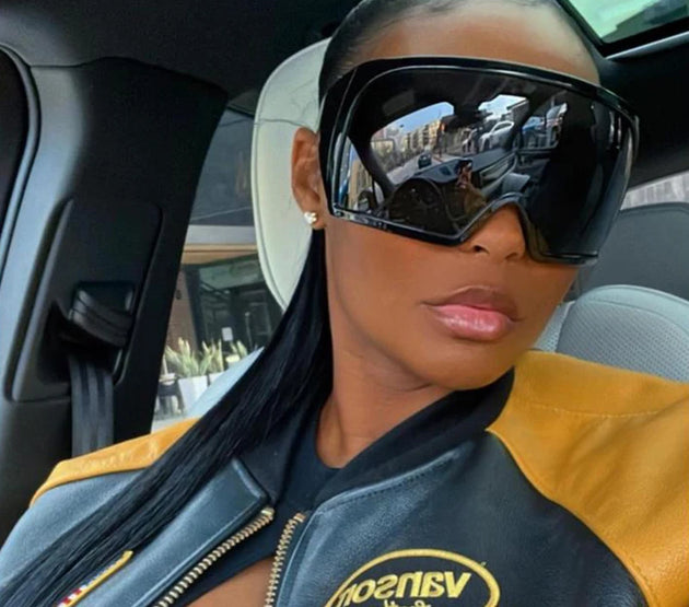 Oversized Punk One-piece Wrap Around Sunglasses Goggle Women Men Sun Glasses Female Surround 2000'S Shades Eyewear