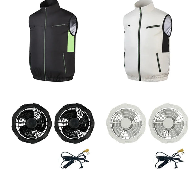 Cooling Vest Ice Fan Vest 3 Gears USB Heat Resistant Air Conditioner Clothes Vest Breathable Wearable Cooling Fan Vest Camping