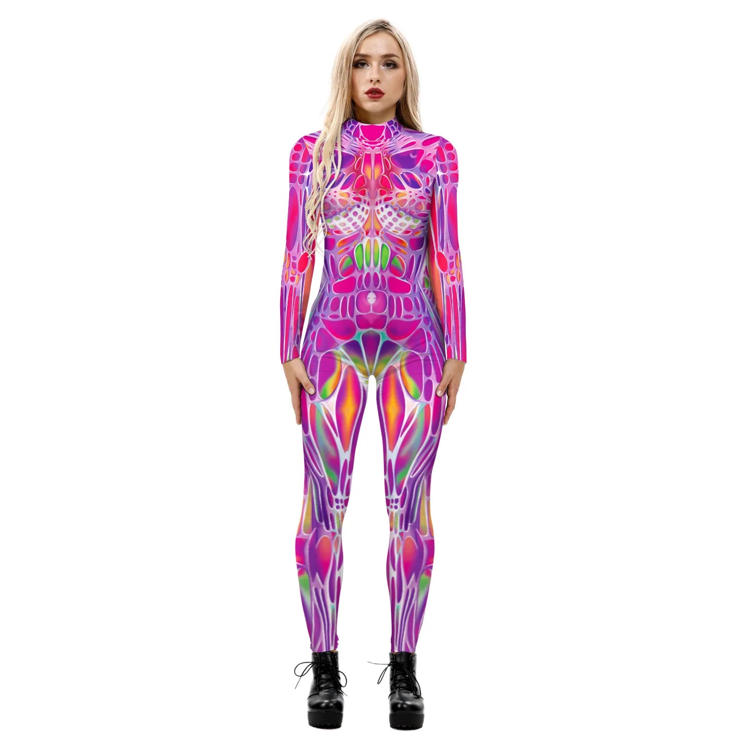 Popular Halloween Jumpsuit Sexy Print Cos Futuristic Clothing Tight Jumpsuit Wholesale Women Clothes Rompers Womens Combinaison