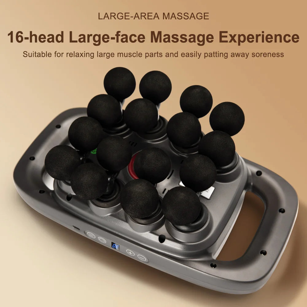 16 Heads Fascia Gun Electric Masajeador Vibrating Muscle Massagers Body Neck Massage Relaxation Treatment Fascia Massage Gun