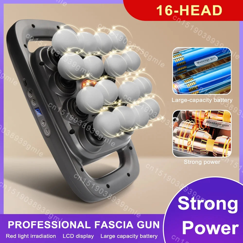 16 Heads Fascia Gun Electric Masajeador Vibrating Muscle Massagers Body Neck Massage Relaxation Treatment Fascia Massage Gun