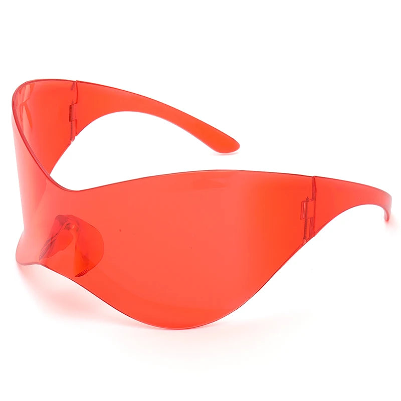 Oversized Sport Silver Futuristic Sunglasses Women Men Black Silver Red Rimless Punk Y2K Sun Glasses Goggles Sunglasses Women