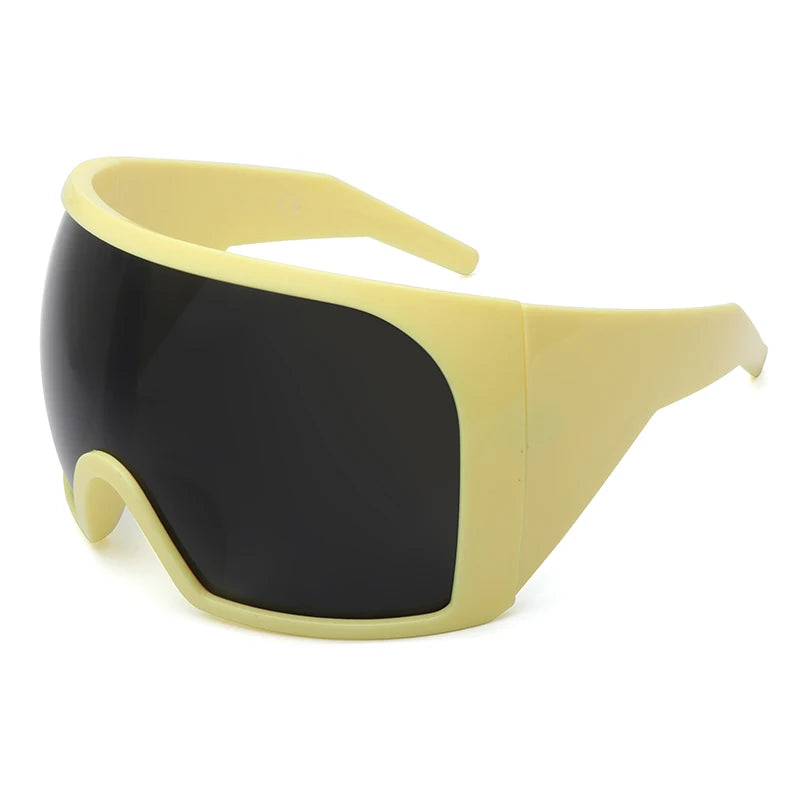 Oversized Punk One-piece Wrap Around Sunglasses Goggle Women Men Sun Glasses Female Surround 2000'S Shades Eyewear