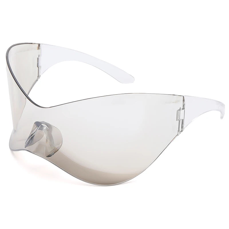 Oversized Sport Silver Futuristic Sunglasses Women Men Black Silver Red Rimless Punk Y2K Sun Glasses Goggles Sunglasses Women
