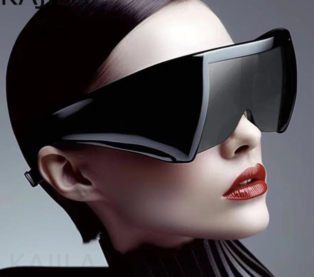 Oversized Square Punk Shield Sunglasses Women Big Frame 2025 Luxury Brand Steampunk One-Pieces Sun Glasses For Ladies Eyewear