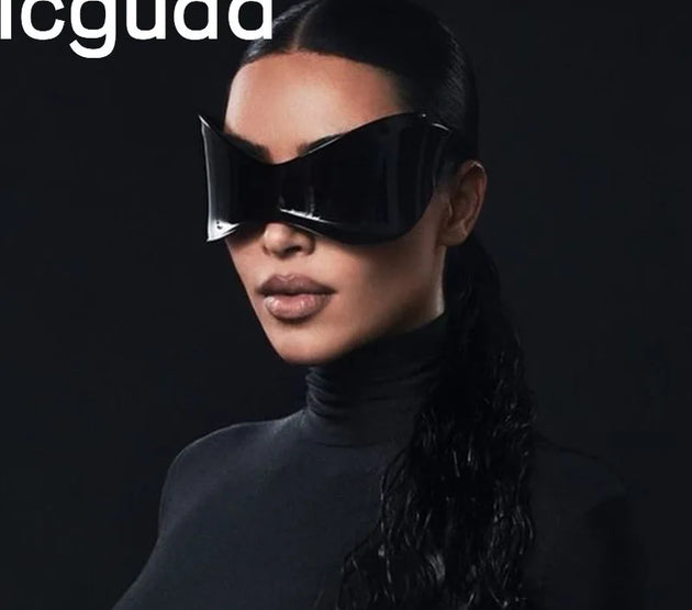 Oversized Sport Silver Futuristic Sunglasses Women Men Black Silver Red Rimless Punk Y2K Sun Glasses Goggles Sunglasses Women