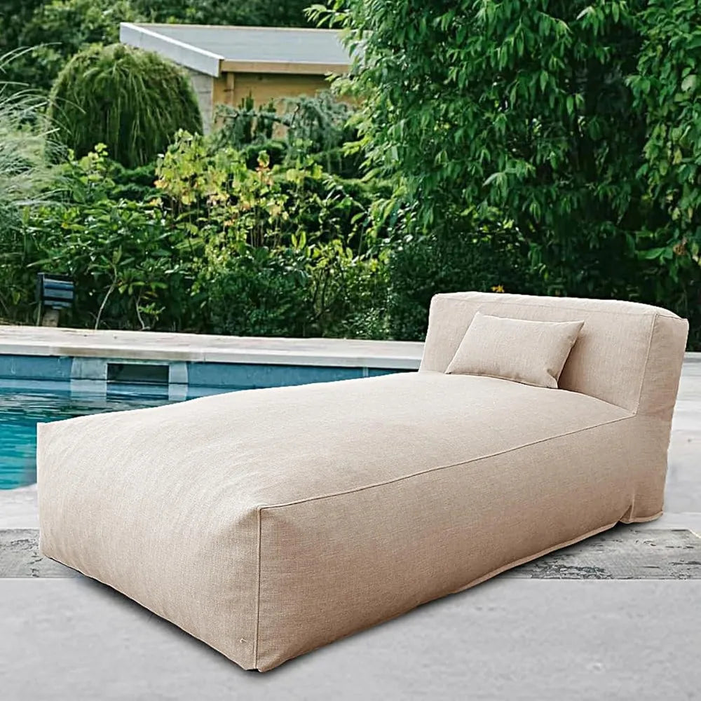 Outdoor Bean Bed Chair Sun Lounger, Couch Sofa for Patio & Pool, Foam Filling Day Bed Furniture, Comfy Lazy Sofa for Outside, Wa