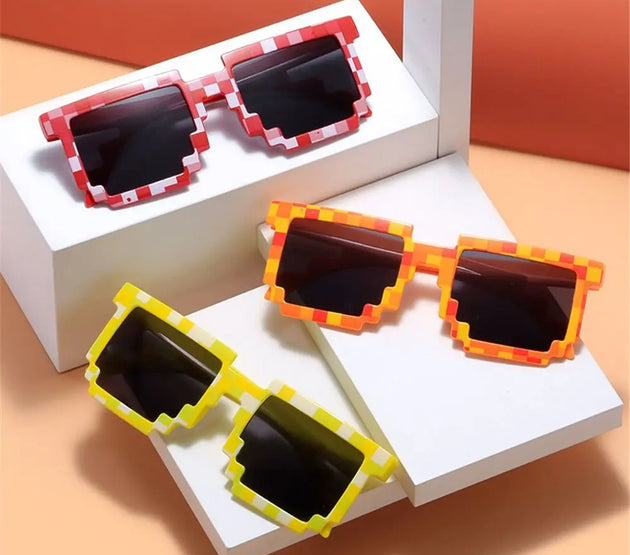 Retro Party Disco Mosaic Sunglasses Halloween Cosplay Funny Pixelated Mosaic Glasses Novel Photo Props Glasses for Adults Teens