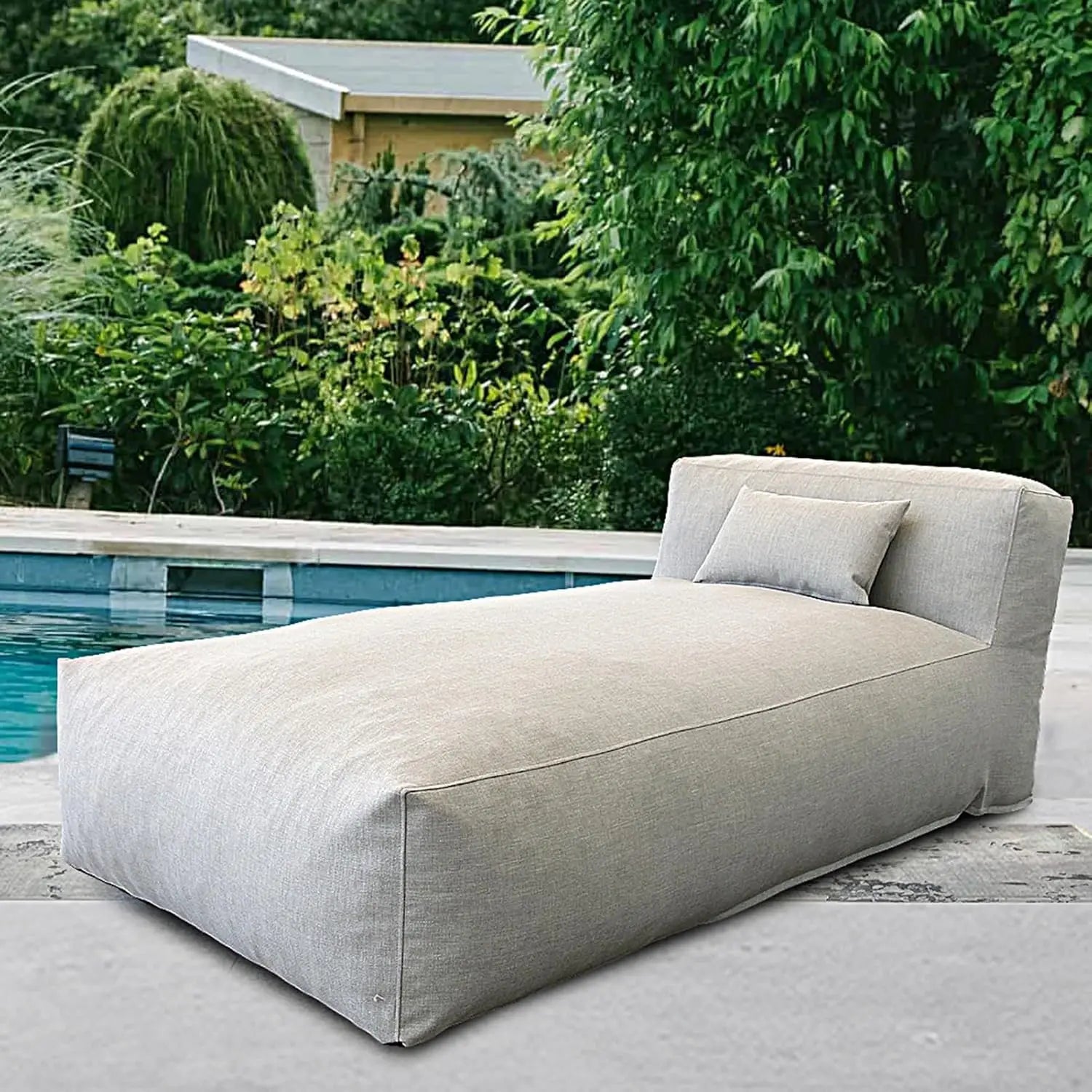 Outdoor Bean Bed Chair Sun Lounger, Couch Sofa for Patio & Pool, Foam Filling Day Bed Furniture, Comfy Lazy Sofa for Outside, Wa