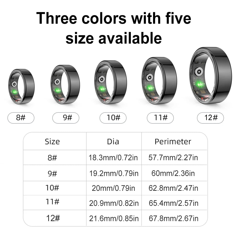R02 Smart Ring Health Tracker 5.0 Bluetooth-Compatible Fitness Tracker Ring IP68 & 5ATM Waterproof Wearable for Android for IOS